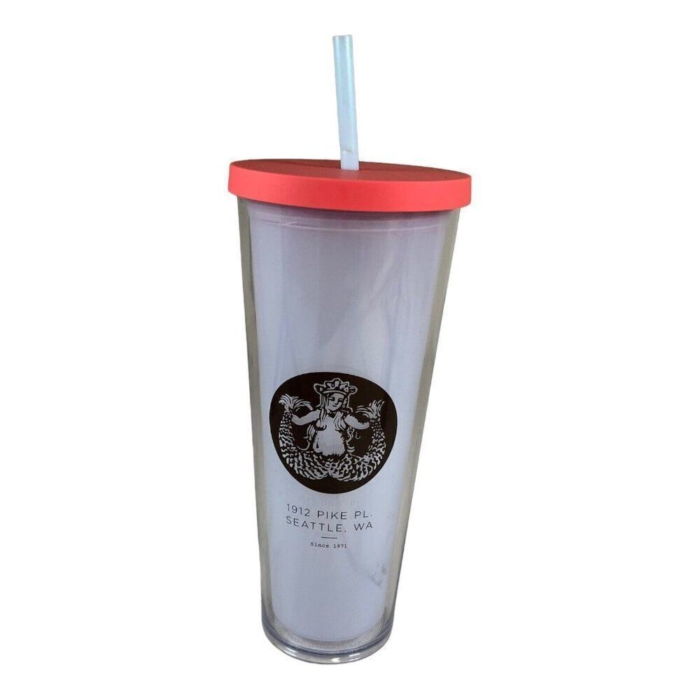 2014 Starbucks 24oz Venti Cup Straw Tumbler 1912 Pike Place Seattle RARE Mermaid